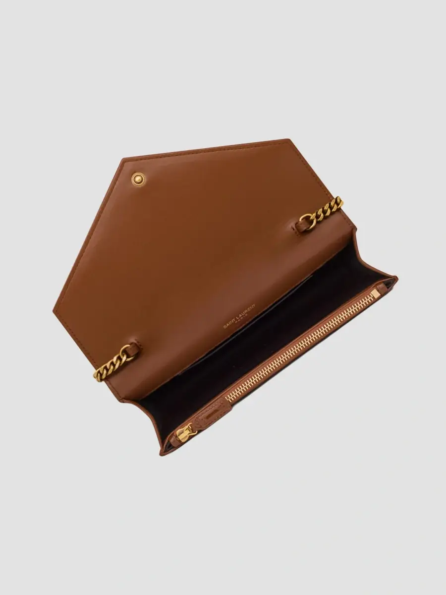 Saint Laurent Women's Cassandre Envelope Chain Wallet in Patent Leather - Glazed Brown | Thumbnail 3 Saint Laurent Women's Cassandre Envelope Chain Wallet in Patent Leather - Glazed Brown | Thumbnail 3