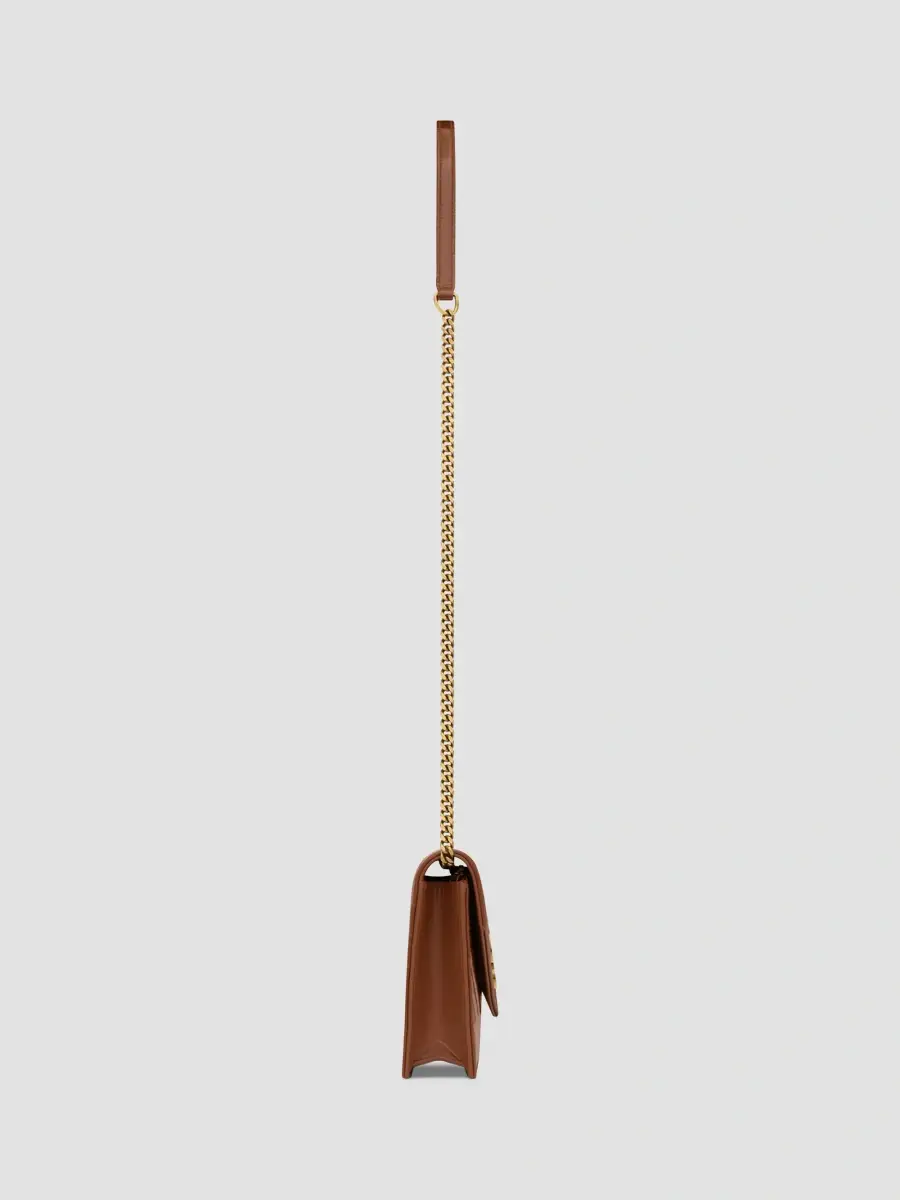 Saint Laurent Women's Cassandre Envelope Chain Wallet in Patent Leather - Glazed Brown | Thumbnail 4 Saint Laurent Women's Cassandre Envelope Chain Wallet in Patent Leather - Glazed Brown | Thumbnail 4