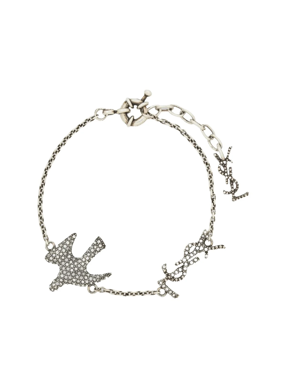 Saint Laurent Women's Cassandre Dove Bracelet in Zircon - Crystal And Palladium