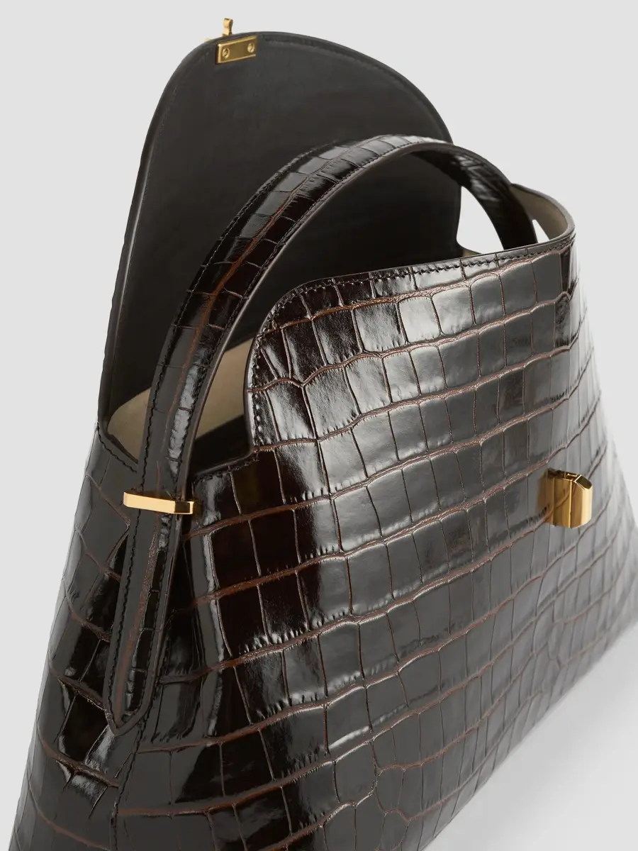 TOTEME Women's T-Lock Crocodile-Embossed Leather Top Handle Bag | Thumbnail 3