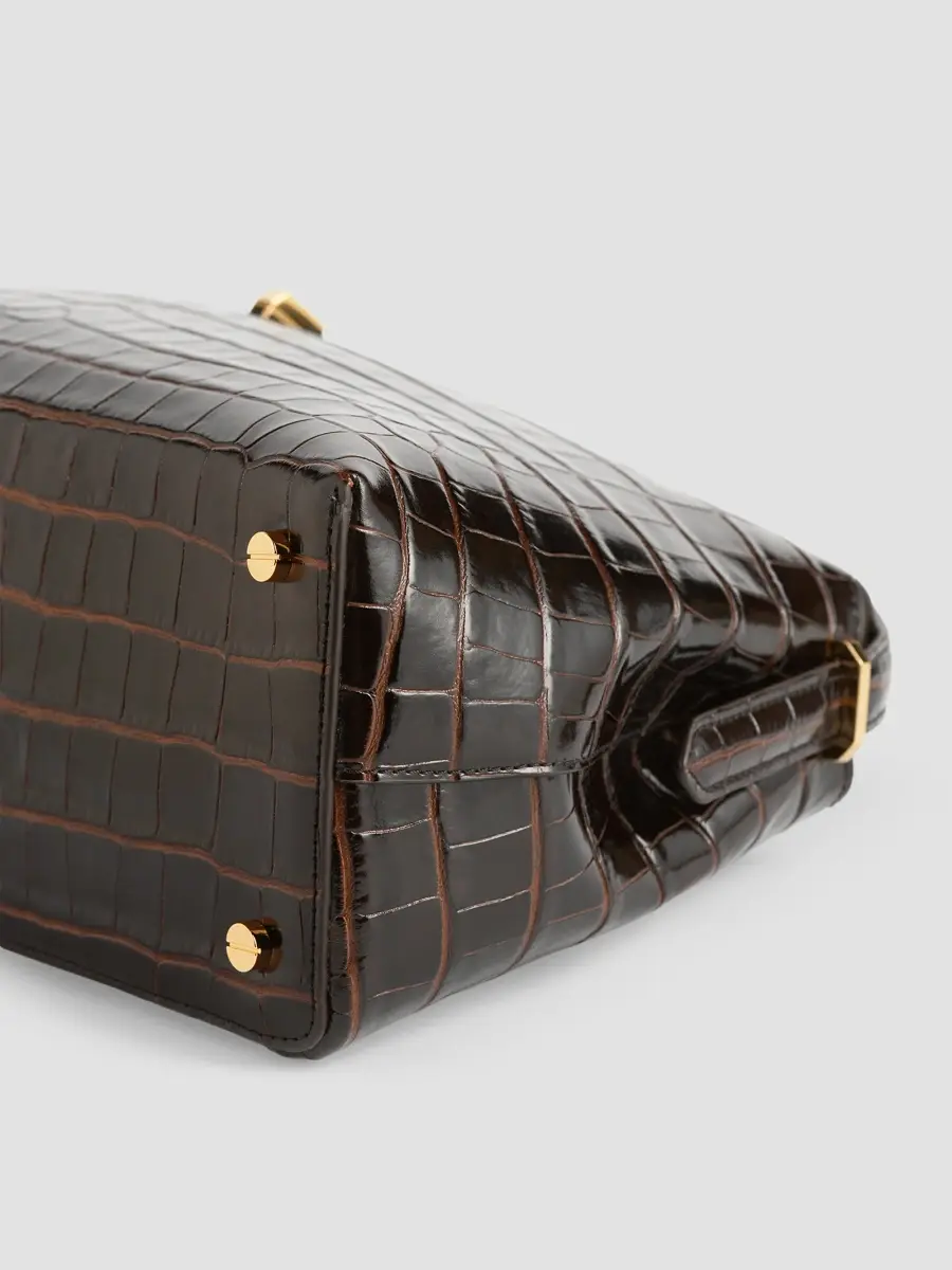TOTEME Women's T-Lock Crocodile-Embossed Leather Top Handle Bag | Thumbnail 6