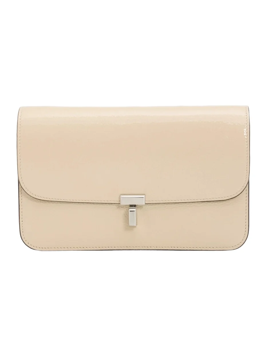 Women's T-Lock Grained-Patent Leather Crossbody Bag