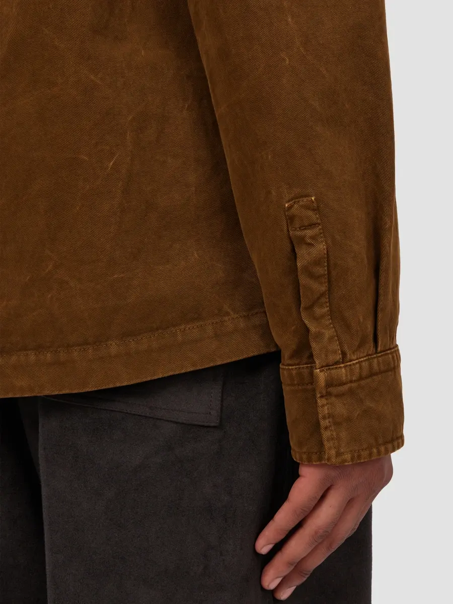 Ferragamo Men's Workwear Garment-Dyed Cotton-Gabardine Long-Sleeve Shirt | Thumbnail 6