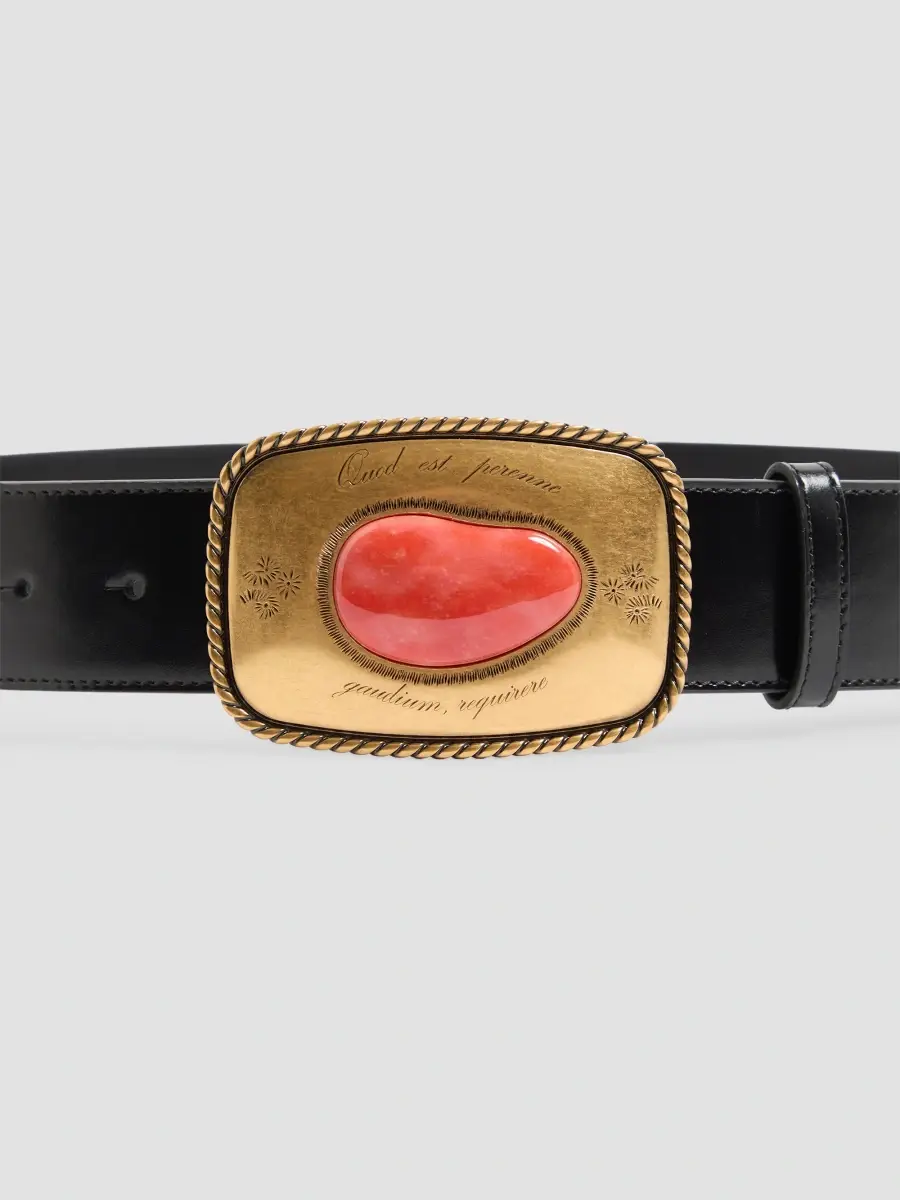 Valentino Men's Gaudium Belt in Shiny Calfskin 40 MM | Thumbnail 3 Valentino Men's Gaudium Belt in Shiny Calfskin 40 MM | Thumbnail 3