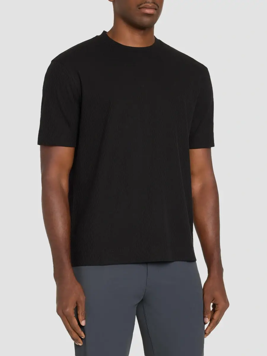 Emporio Armani Men's Textured Oval Cotton Crewneck T-Shirt | Thumbnail 4 Emporio Armani Men's Textured Oval Cotton Crewneck T-Shirt | Thumbnail 4