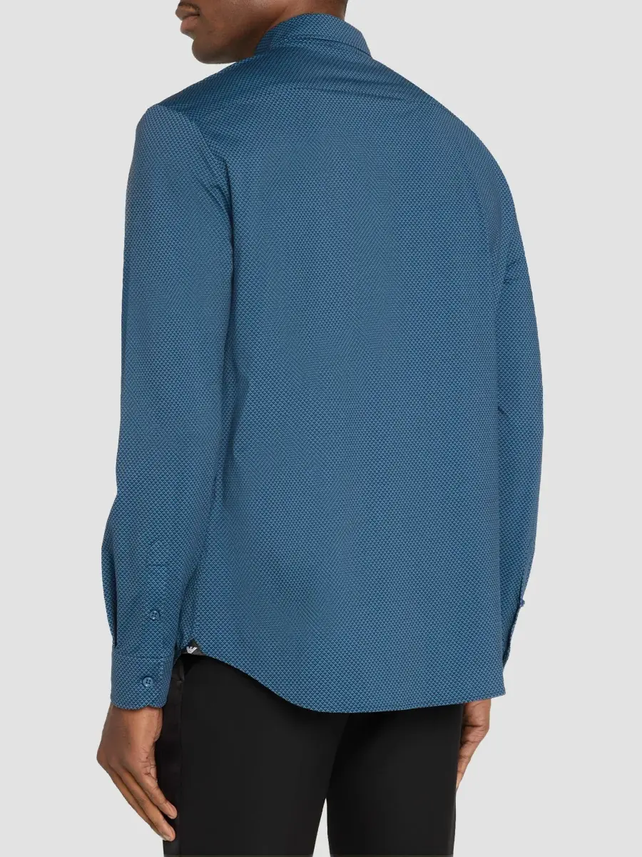 Emporio Armani Men's Micro Diamond Jersey Sport Shirt | Thumbnail 3 Emporio Armani Men's Micro Diamond Jersey Sport Shirt | Thumbnail 3