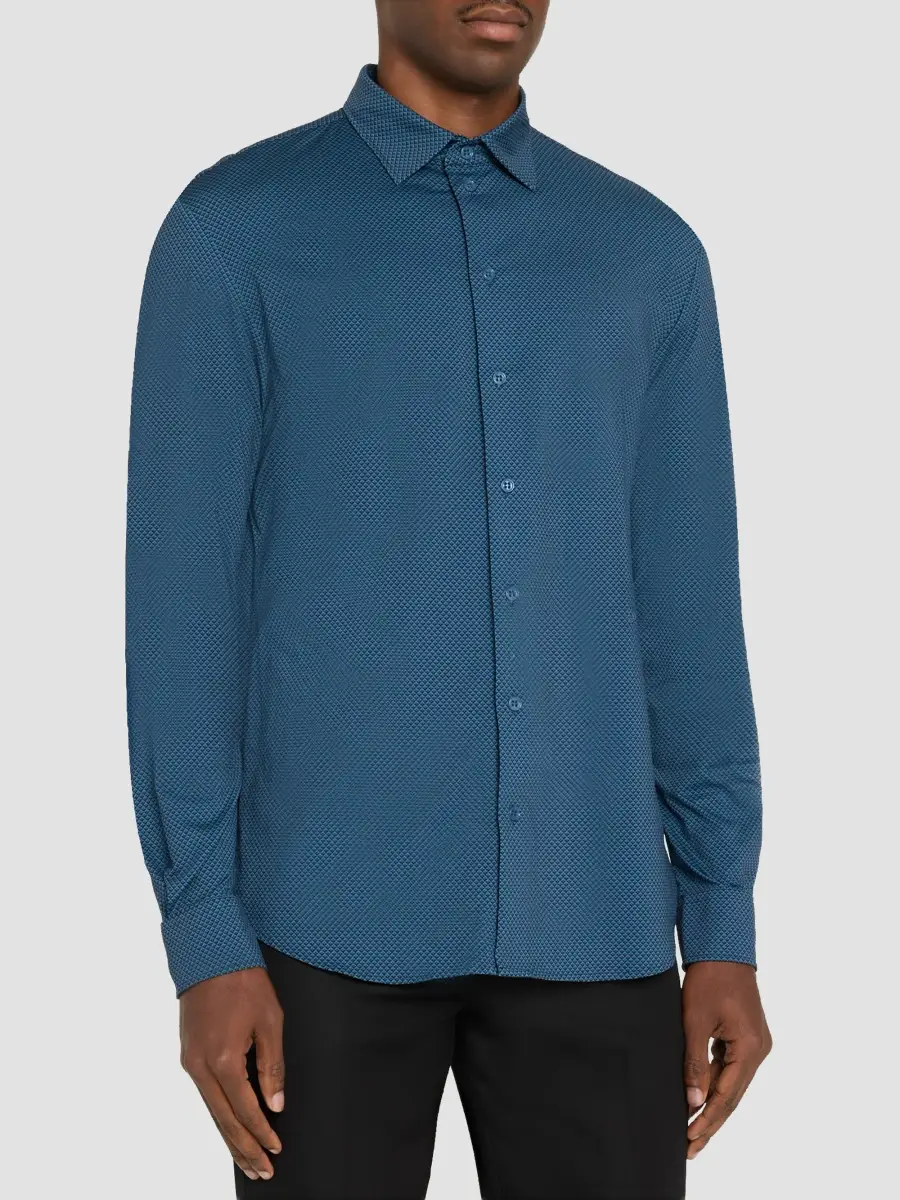 Emporio Armani Men's Micro Diamond Jersey Sport Shirt | Thumbnail 4 Emporio Armani Men's Micro Diamond Jersey Sport Shirt | Thumbnail 4