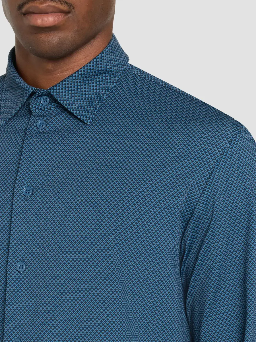 Emporio Armani Men's Micro Diamond Jersey Sport Shirt | Thumbnail 5 Emporio Armani Men's Micro Diamond Jersey Sport Shirt | Thumbnail 5