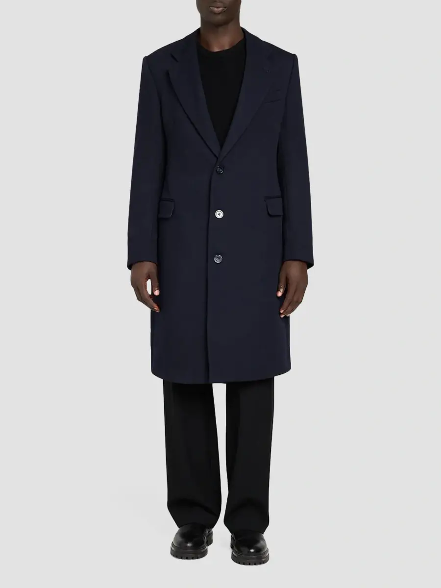 Emporio Armani Men's Wool Twill Topcoat | Thumbnail 2 Emporio Armani Men's Wool Twill Topcoat | Thumbnail 2