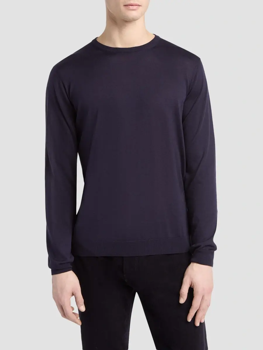 Giorgio Armani Men's Silk-Cotton Crewneck Long-Sleeve Top | Thumbnail 4 Giorgio Armani Men's Silk-Cotton Crewneck Long-Sleeve Top | Thumbnail 4