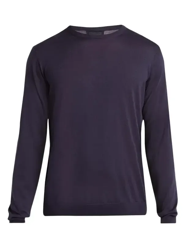 Giorgio Armani Men's Silk-Cotton Crewneck Long-Sleeve Top
