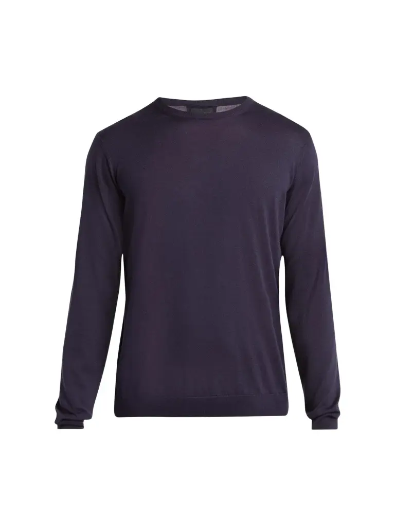 Giorgio Armani Men's Silk-Cotton Crewneck Long-Sleeve Top