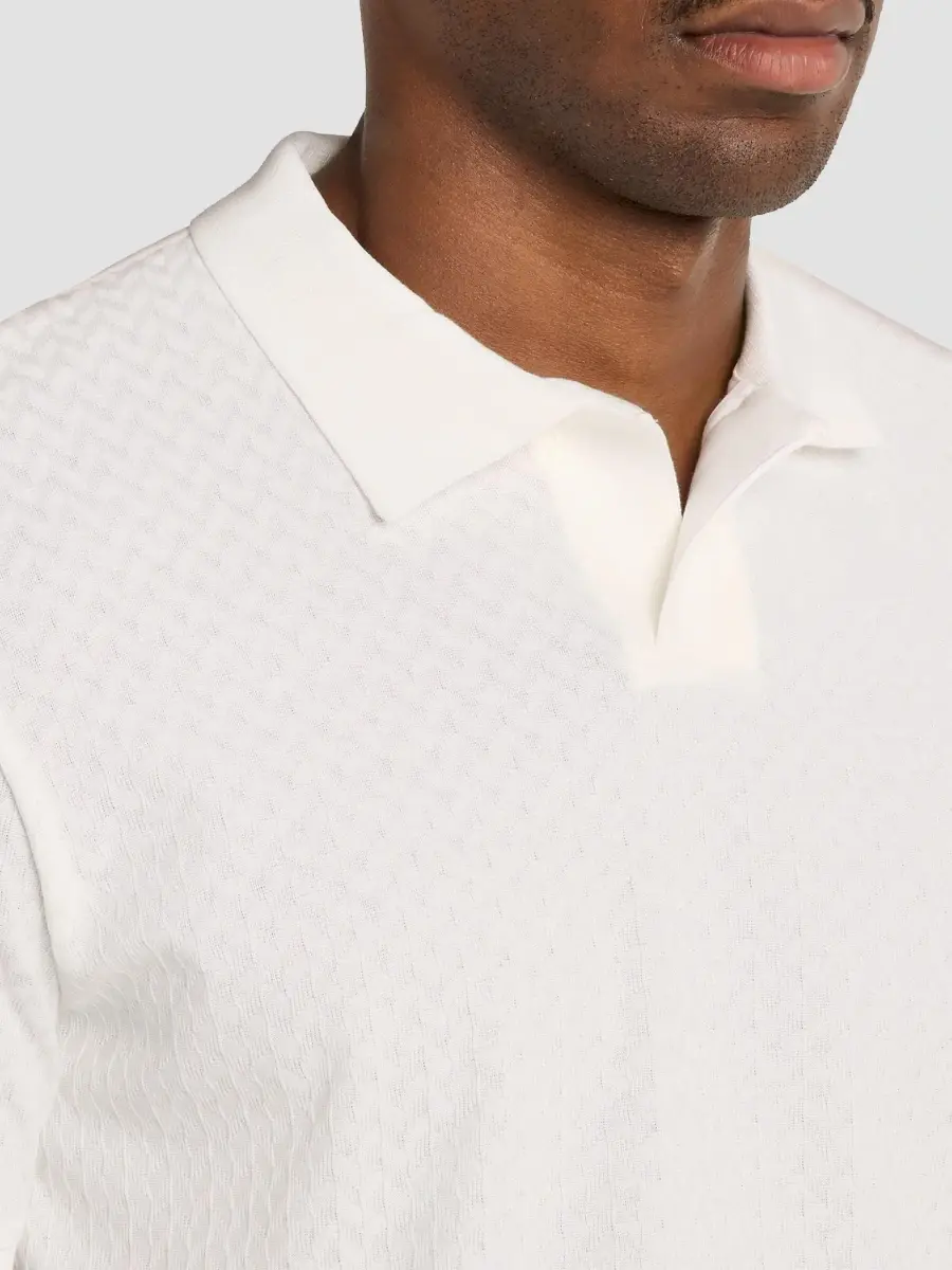 Emporio Armani Men's Micro Chevron Jacquard Polo Shirt | Thumbnail 5 Emporio Armani Men's Micro Chevron Jacquard Polo Shirt | Thumbnail 5