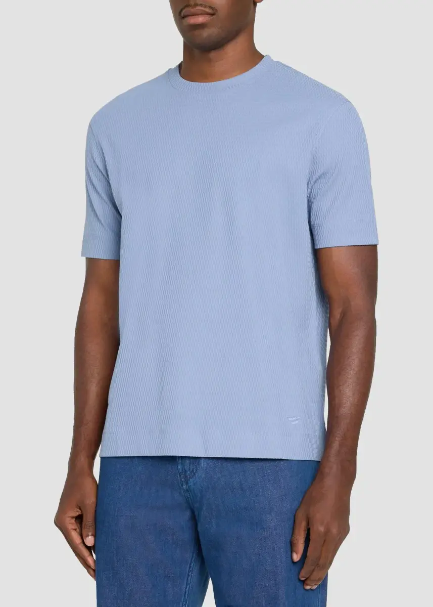 Emporio Armani Men's Textured Oval Cotton Crewneck T-Shirt | Thumbnail 4 Emporio Armani Men's Textured Oval Cotton Crewneck T-Shirt | Thumbnail 4