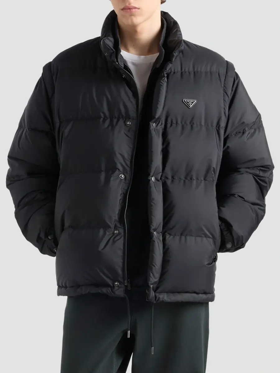 Prada Men's Medium-Weight Re-Nylon Down Jacket | Thumbnail 2 Prada Men's Medium-Weight Re-Nylon Down Jacket | Thumbnail 2