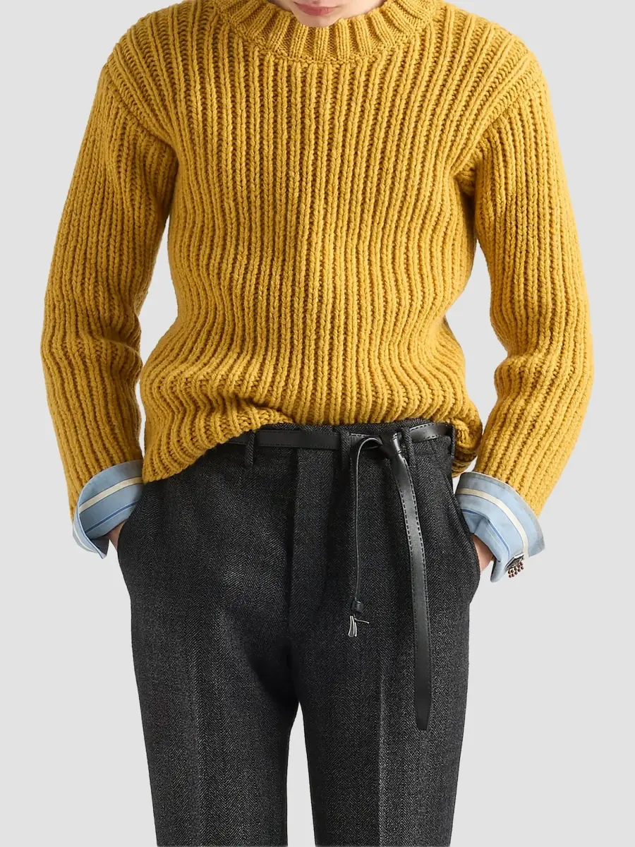 Prada Men's Shetland Wool Crewneck Sweater | Thumbnail 3 Prada Men's Shetland Wool Crewneck Sweater | Thumbnail 3