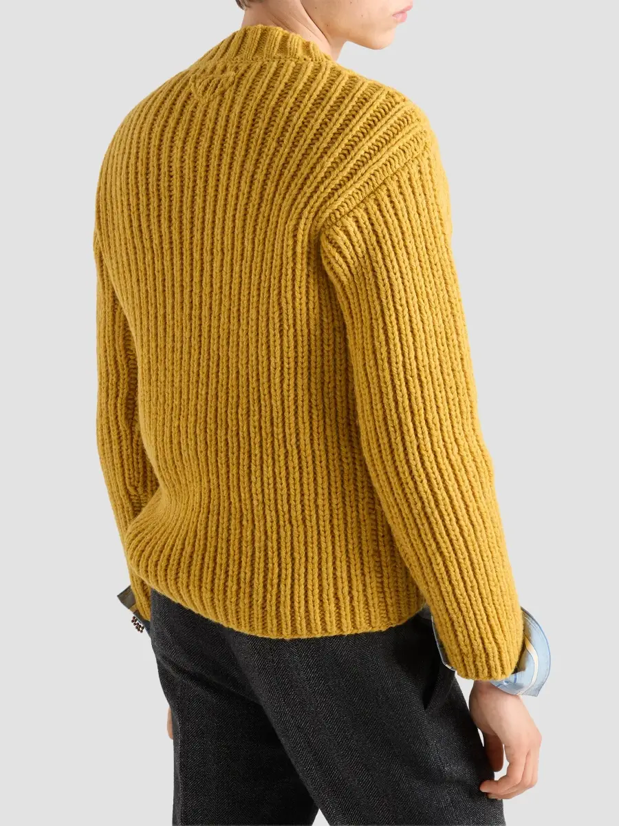 Prada Men's Shetland Wool Crewneck Sweater | Thumbnail 4 Prada Men's Shetland Wool Crewneck Sweater | Thumbnail 4