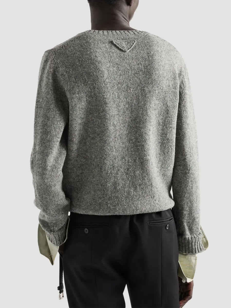 Prada Men's Shetland Wool Scoopneck Sweater | Thumbnail 4