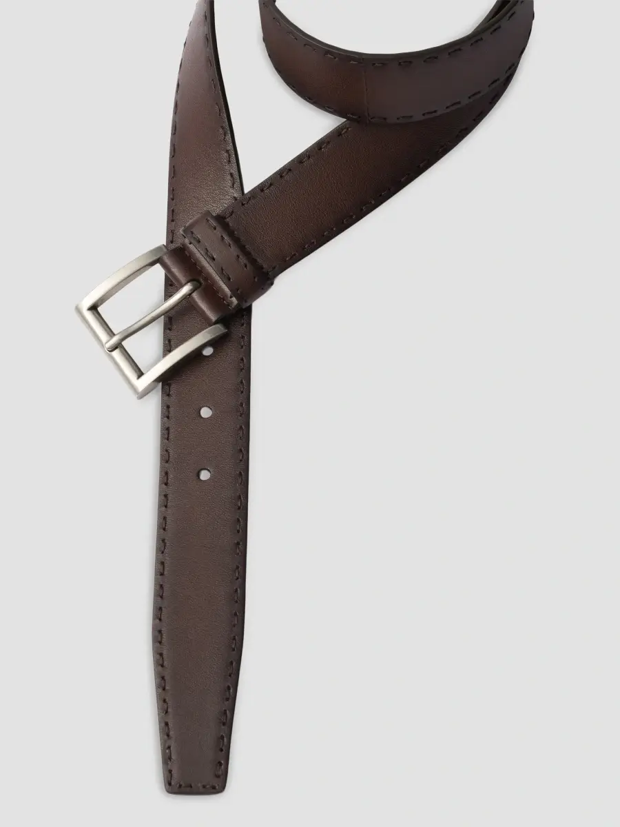 Prada Men's Antiqued Leather Belt | Thumbnail 3 Prada Men's Antiqued Leather Belt | Thumbnail 3