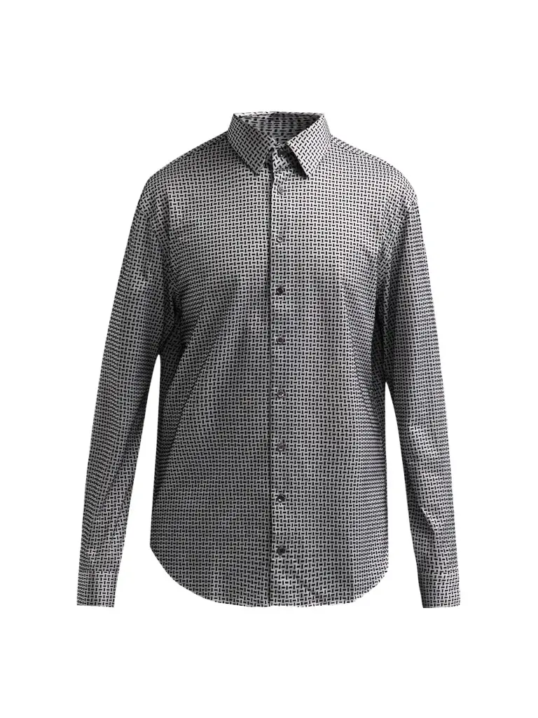 Giorgio Armani Men's Flocked Geo Stretch-Cotton Shirt