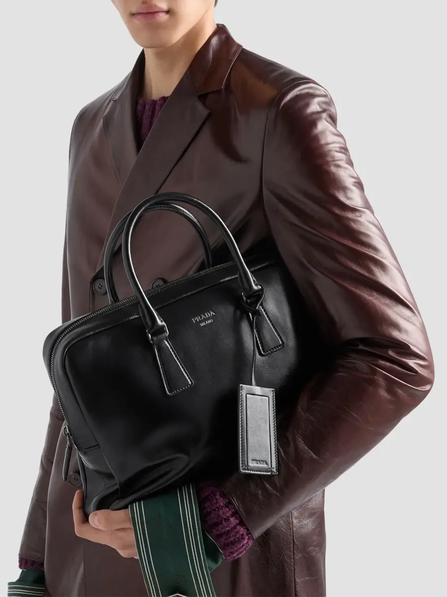 Prada Men's Leather Work Bag | Thumbnail 3 Prada Men's Leather Work Bag | Thumbnail 3