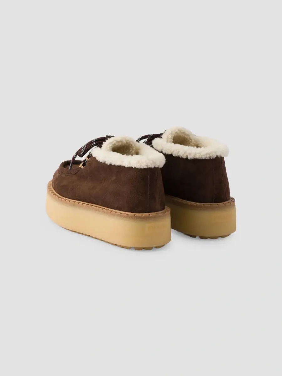 Prada Women's Shearling Lined Suede Booties | Thumbnail 3