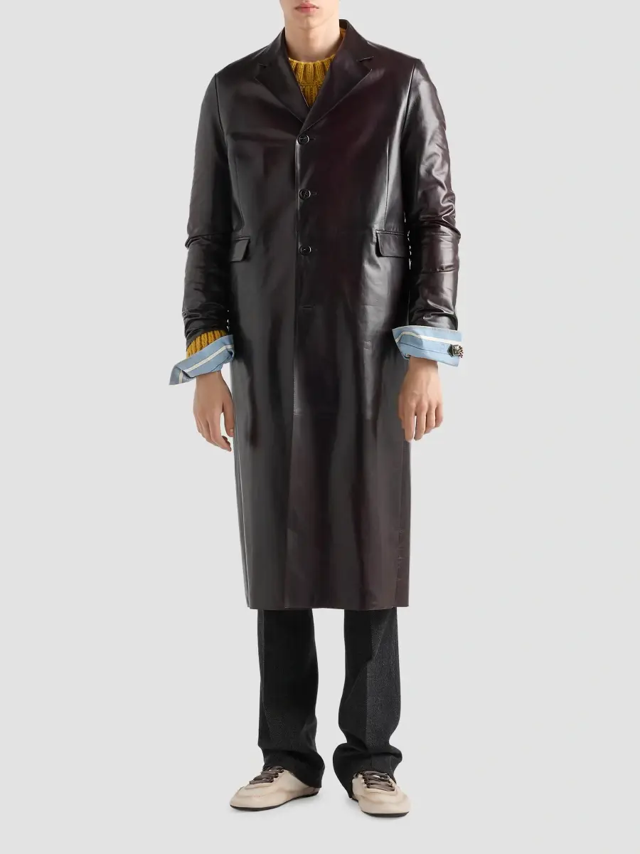 Prada Men's Nappa Leather Coat | Thumbnail 2 Prada Men's Nappa Leather Coat | Thumbnail 2