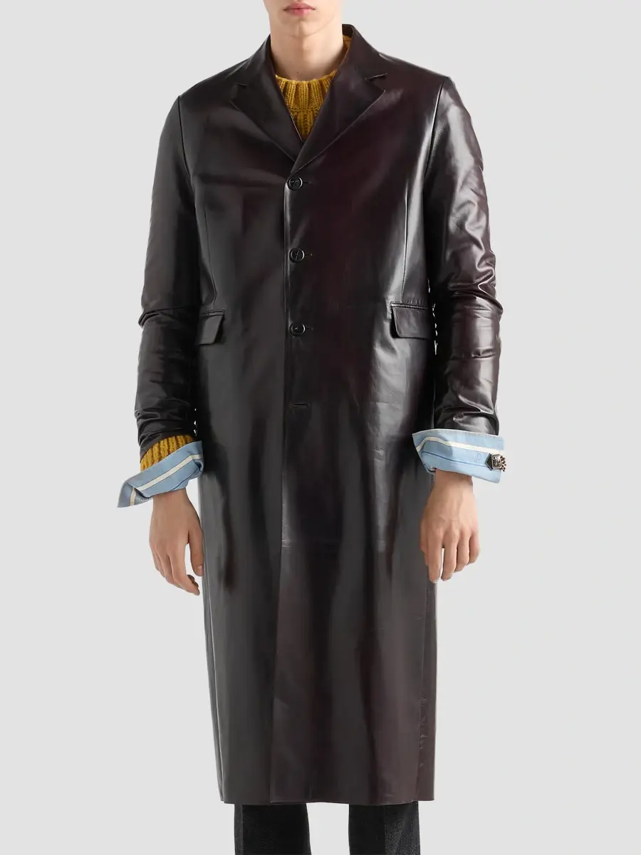 Prada Men's Nappa Leather Coat | Thumbnail 3 Prada Men's Nappa Leather Coat | Thumbnail 3
