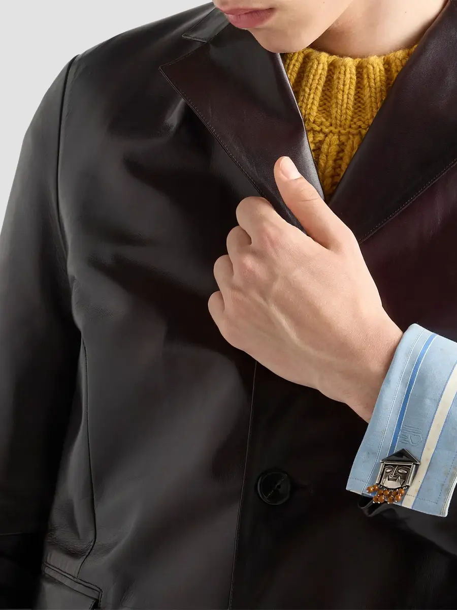 Prada Men's Nappa Leather Coat | Thumbnail 6 Prada Men's Nappa Leather Coat | Thumbnail 6