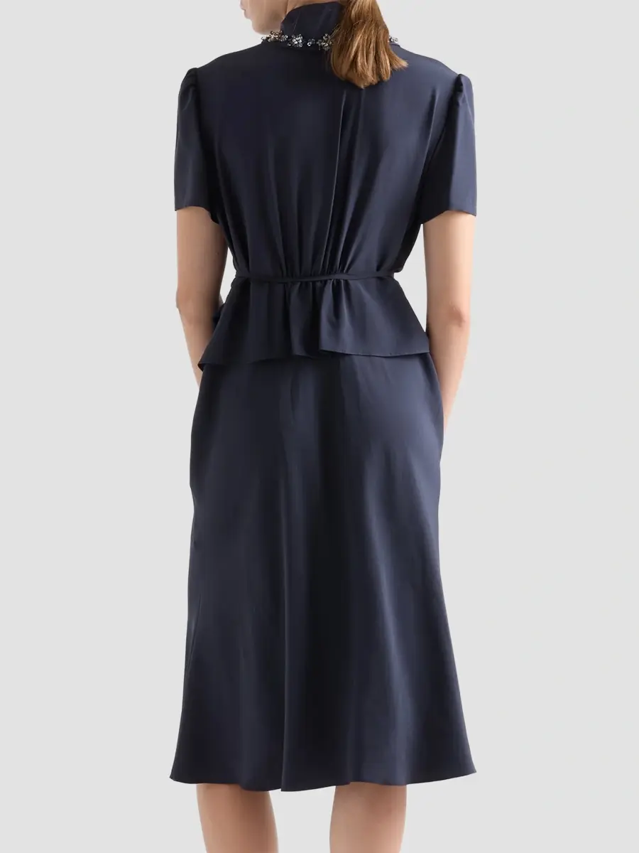 Prada Women's Embroidered Marocain Dress | Thumbnail 3 Prada Women's Embroidered Marocain Dress | Thumbnail 3
