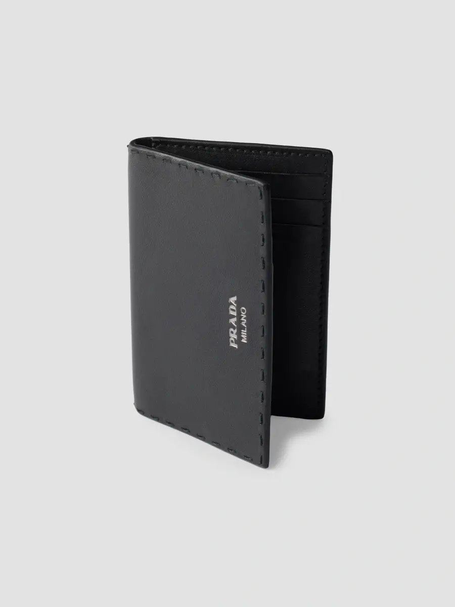 Prada Men's Antiqued Leather Card Holder | Thumbnail 4 Prada Men's Antiqued Leather Card Holder | Thumbnail 4