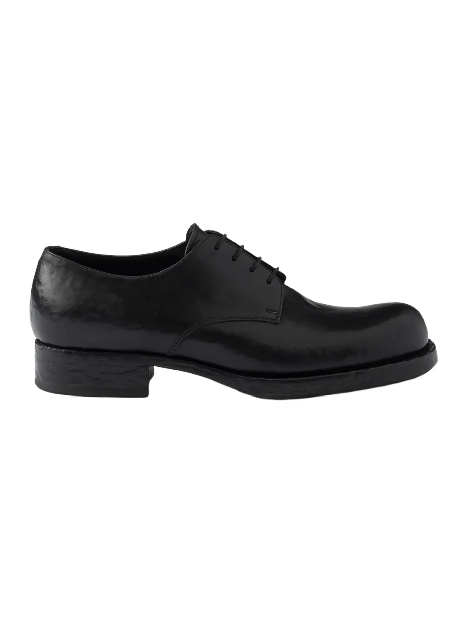 Prada Men's Antiqued Leather Lace-Up Shoes