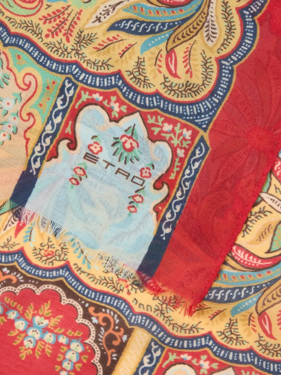 Etro Women's Parrot & Paisley-Print Scarf - Red | Thumbnail 2