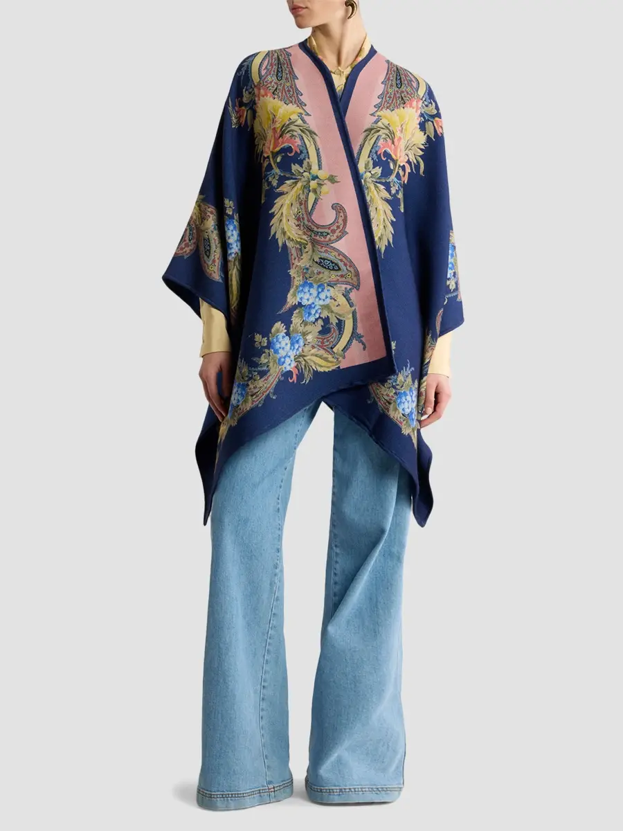 Etro Women's Paisley Wool-Blend Jacquard Cape | Thumbnail 2 Etro Women's Paisley Wool-Blend Jacquard Cape | Thumbnail 2