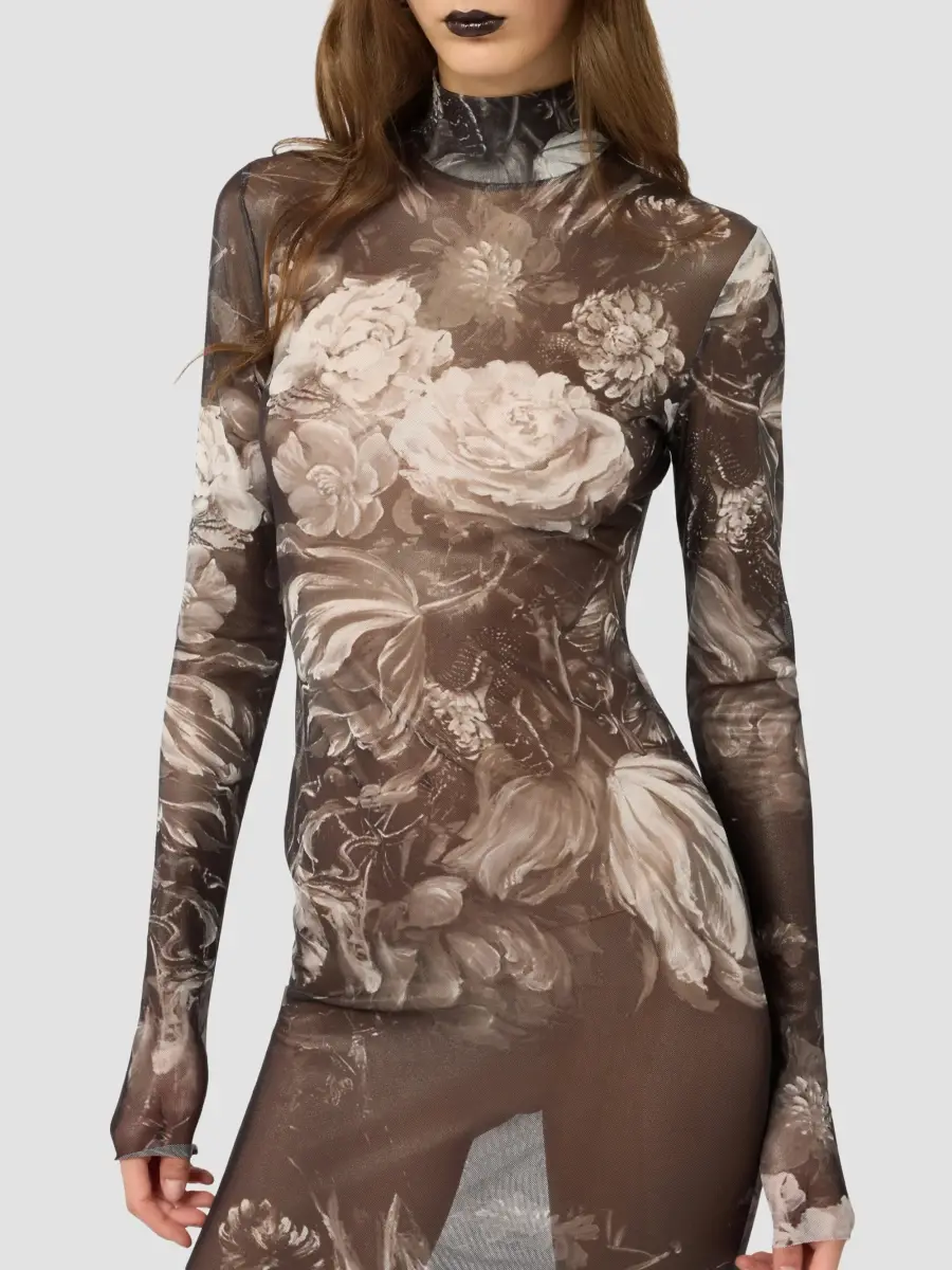Roberto Cavalli Women's Printed Sheer Maxi Dress | Thumbnail 4 Roberto Cavalli Women's Printed Sheer Maxi Dress | Thumbnail 4