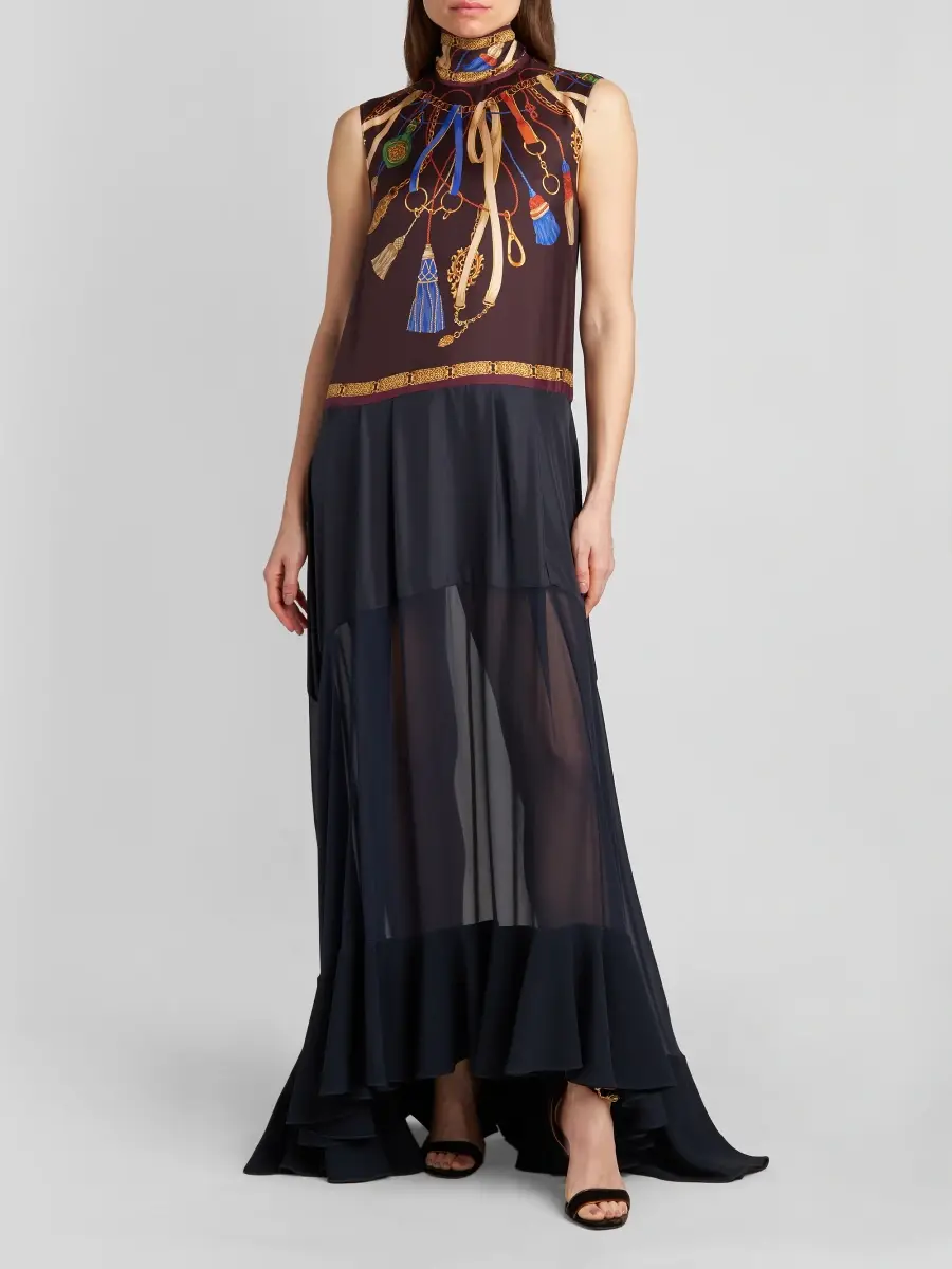 Etro Women's Strap Print Silk Gown | Thumbnail 2 Etro Women's Strap Print Silk Gown | Thumbnail 2
