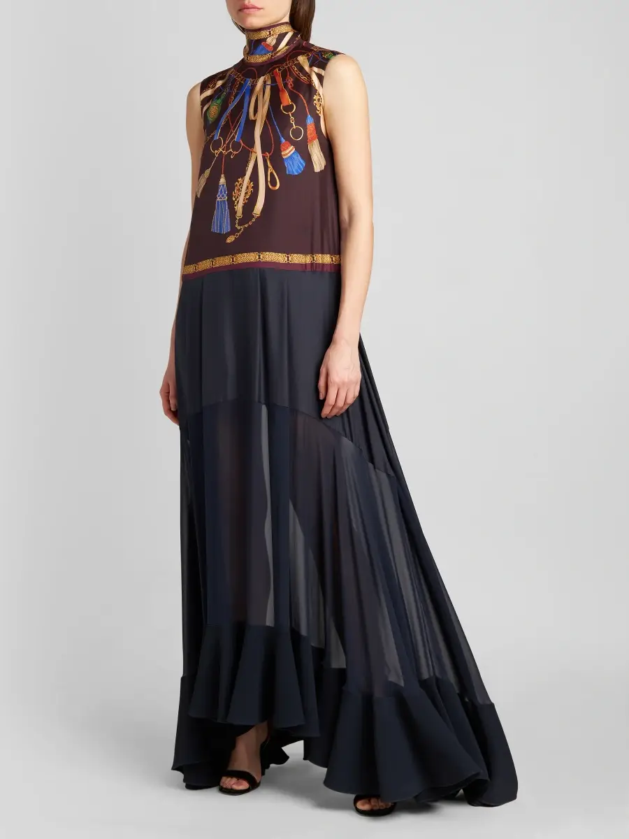 Etro Women's Strap Print Silk Gown | Thumbnail 4 Etro Women's Strap Print Silk Gown | Thumbnail 4