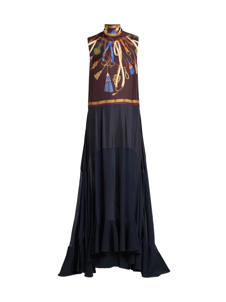 Etro Women's Strap Print Silk Gown