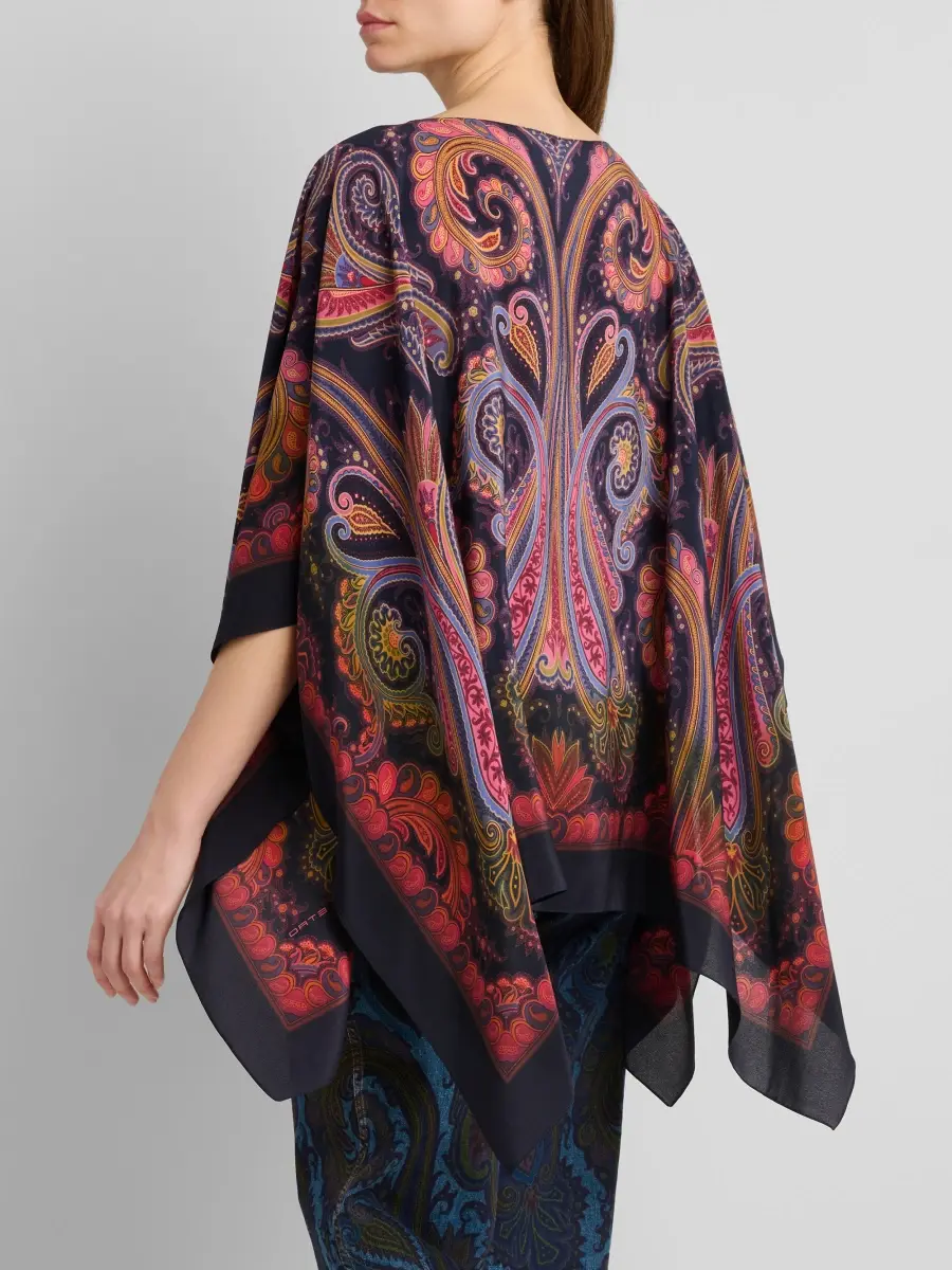Etro Women's Paisley Silk Poncho Top | Thumbnail 3 Etro Women's Paisley Silk Poncho Top | Thumbnail 3