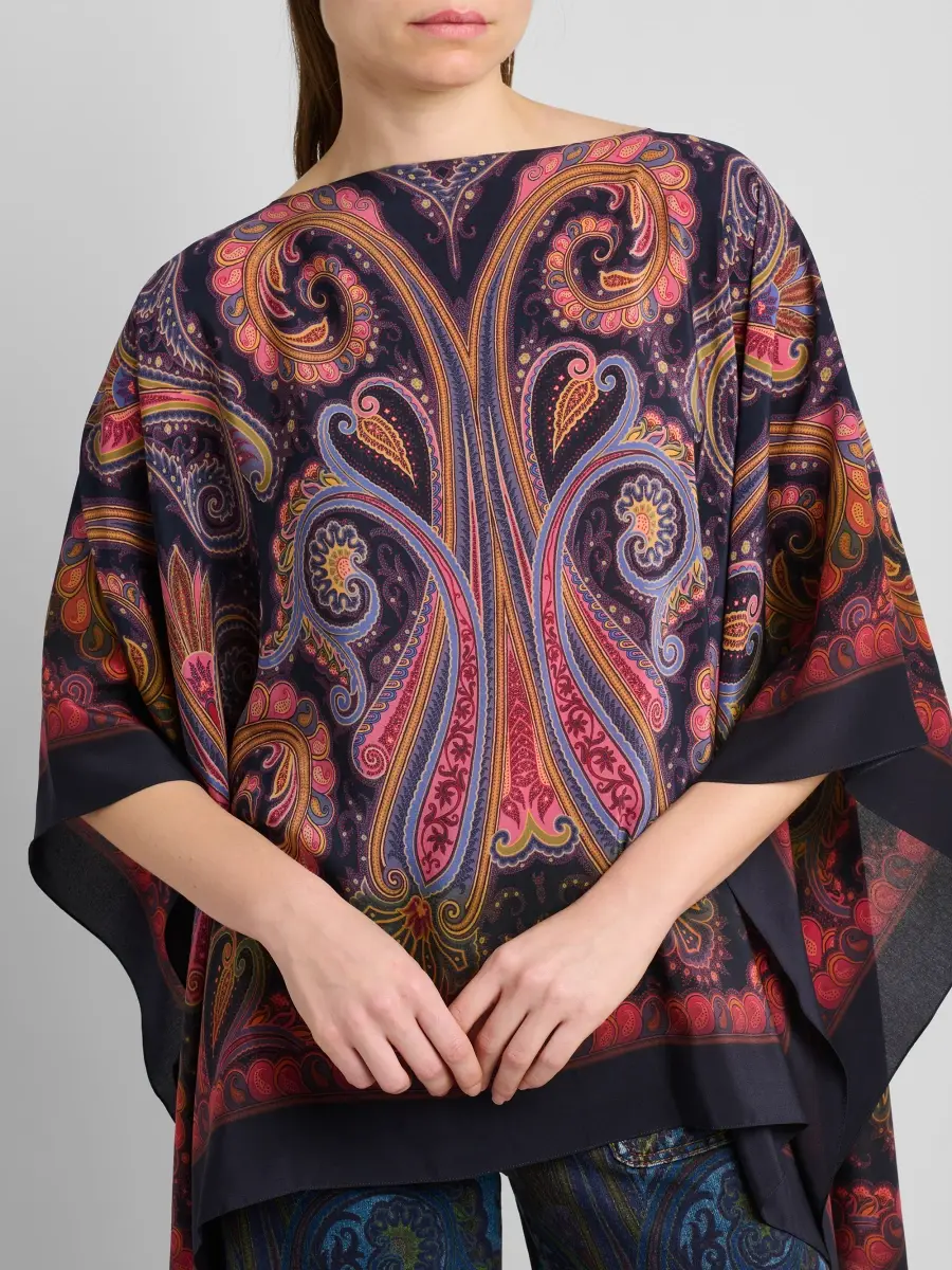 Etro Women's Paisley Silk Poncho Top | Thumbnail 5 Etro Women's Paisley Silk Poncho Top | Thumbnail 5
