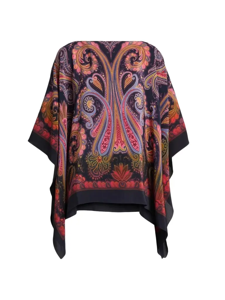 Women's Paisley Silk Poncho Top Women's Paisley Silk Poncho Top