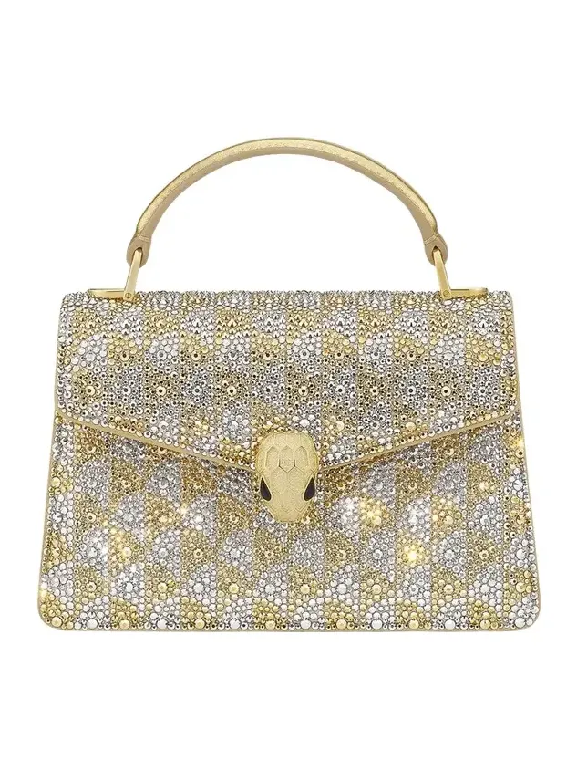 Women's Serpenti Crystal-Embellished Leather Top Handle Bag Women's Serpenti Crystal-Embellished Leather Top Handle Bag