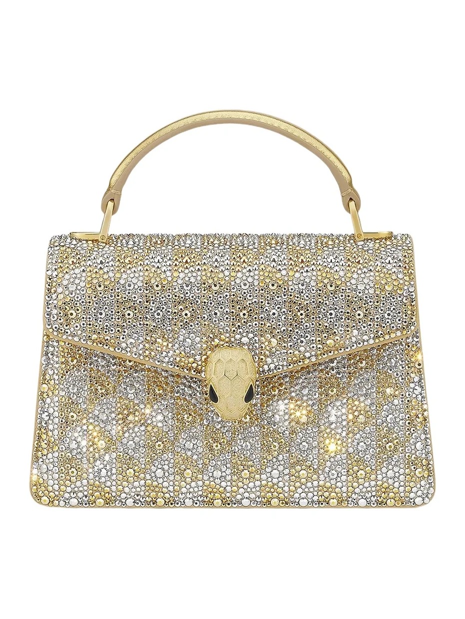 Women's Serpenti Crystal-Embellished Leather Top Handle Bag