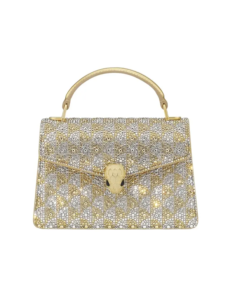 Women's Serpenti Crystal-Embellished Leather Top Handle Bag