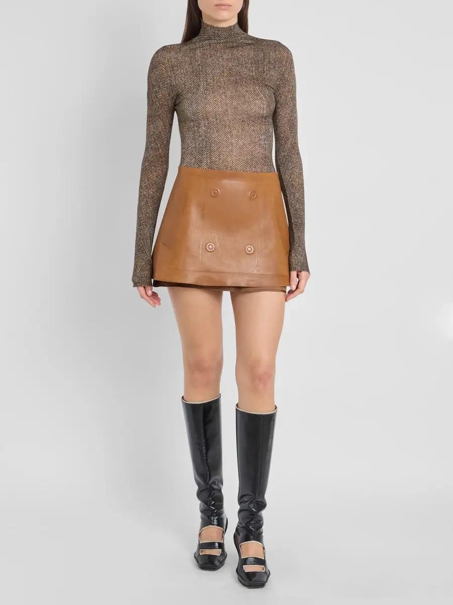Maison Margiela Women's Fusion Leather Mini Skirt | Thumbnail 2 Maison Margiela Women's Fusion Leather Mini Skirt | Thumbnail 2