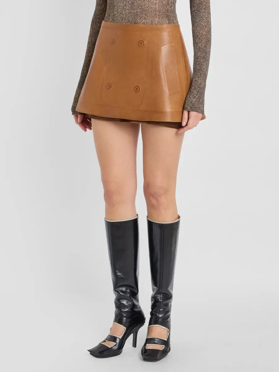 Maison Margiela Women's Fusion Leather Mini Skirt | Thumbnail 4 Maison Margiela Women's Fusion Leather Mini Skirt | Thumbnail 4