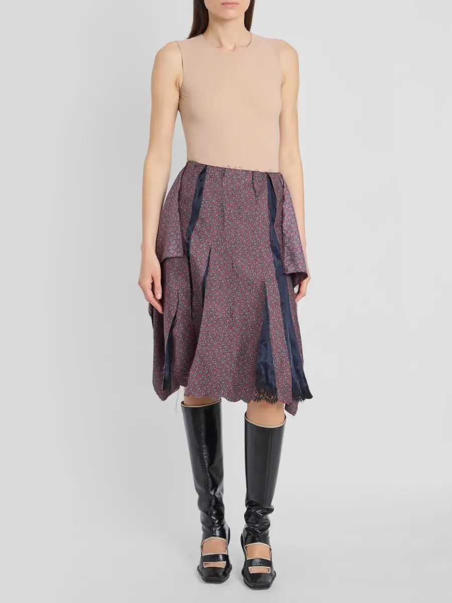 Maison Margiela Women's Fusion Printed Draped Midi Skirt | Thumbnail 2 Maison Margiela Women's Fusion Printed Draped Midi Skirt | Thumbnail 2