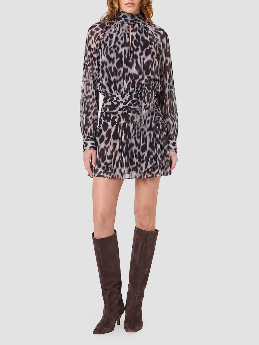 Nicholas the Label Women's Courtney Leopard-Print Tieneck Mini Dress | Thumbnail 2 Nicholas the Label Women's Courtney Leopard-Print Tieneck Mini Dress | Thumbnail 2