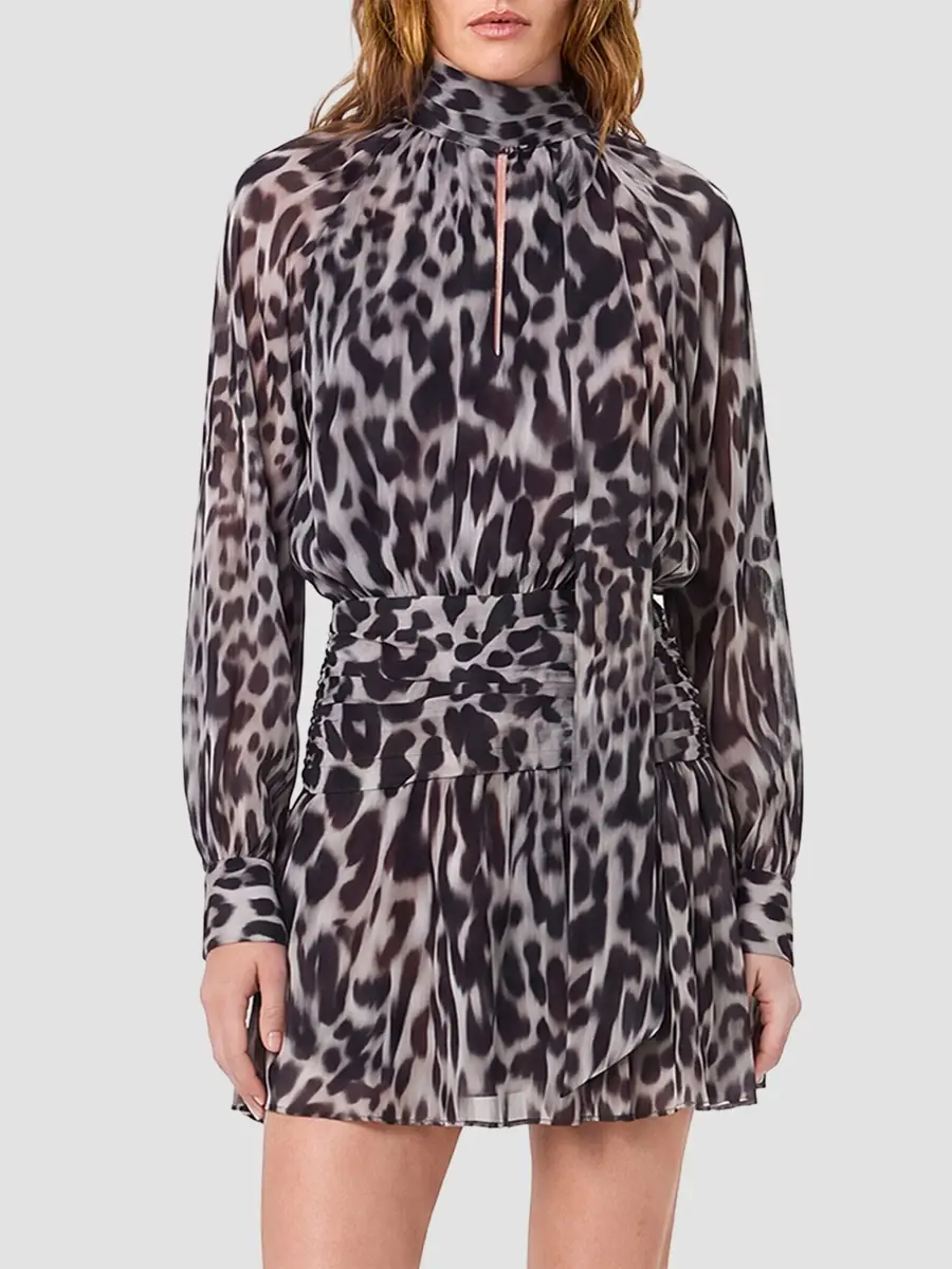 Nicholas the Label Women's Courtney Leopard-Print Tieneck Mini Dress | Thumbnail 4 Nicholas the Label Women's Courtney Leopard-Print Tieneck Mini Dress | Thumbnail 4
