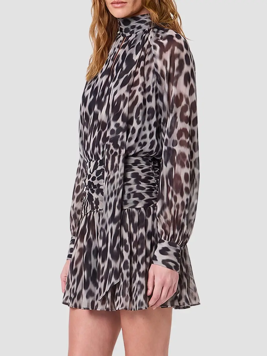 Nicholas the Label Women's Courtney Leopard-Print Tieneck Mini Dress | Thumbnail 5 Nicholas the Label Women's Courtney Leopard-Print Tieneck Mini Dress | Thumbnail 5